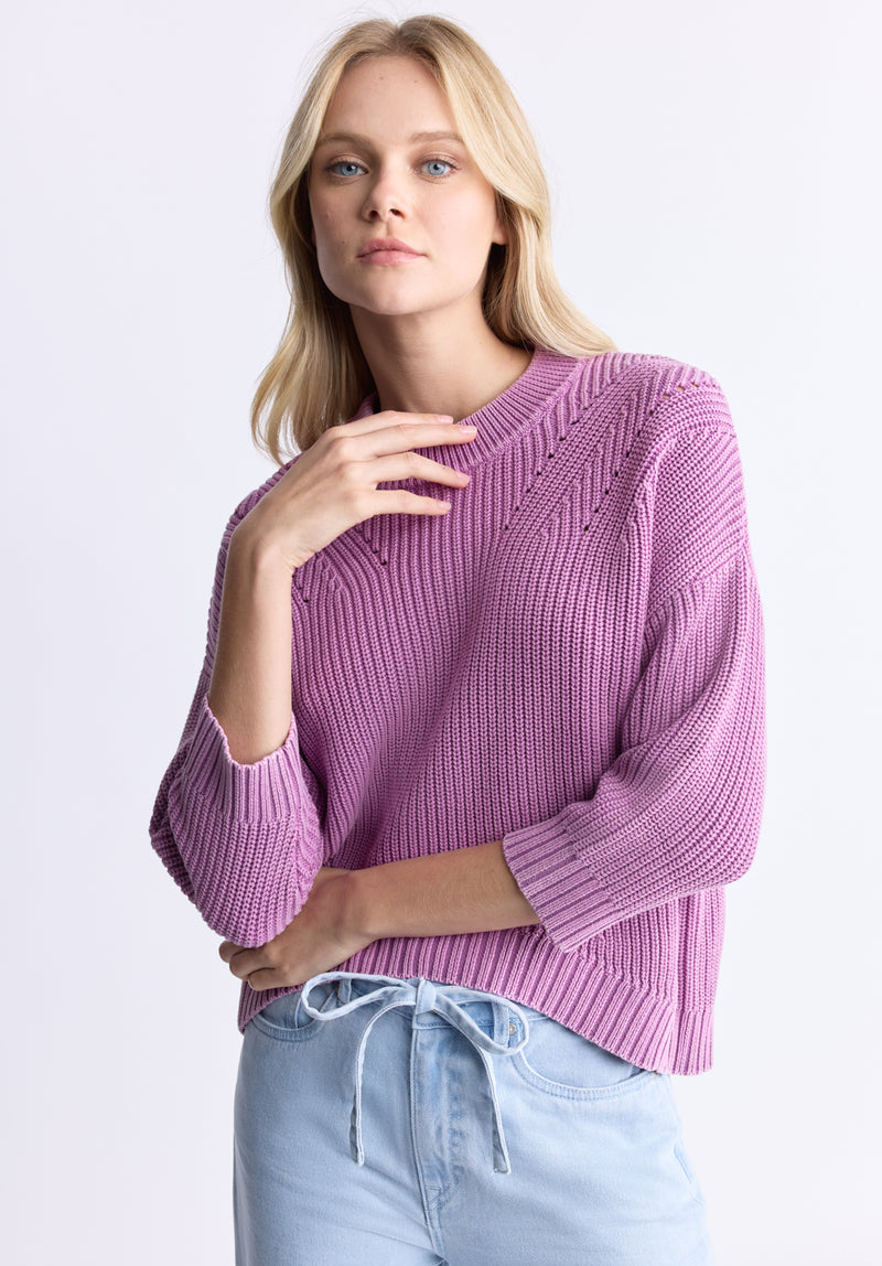 Kassanda Women's 3/4 Sleeve Knit Sweater, Purple - SW0100H