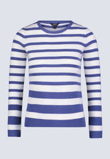 Scotlyn Women's Striped Long-Sleeve Sweater, White & blue - SW0103H