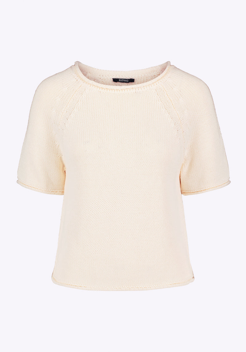 Devora Women’s Light Knit Short-Sleeve Sweater, Parchment - SW0115P