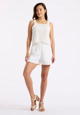 Thalassa Women's Crochet Tank Top, White - SW0121P