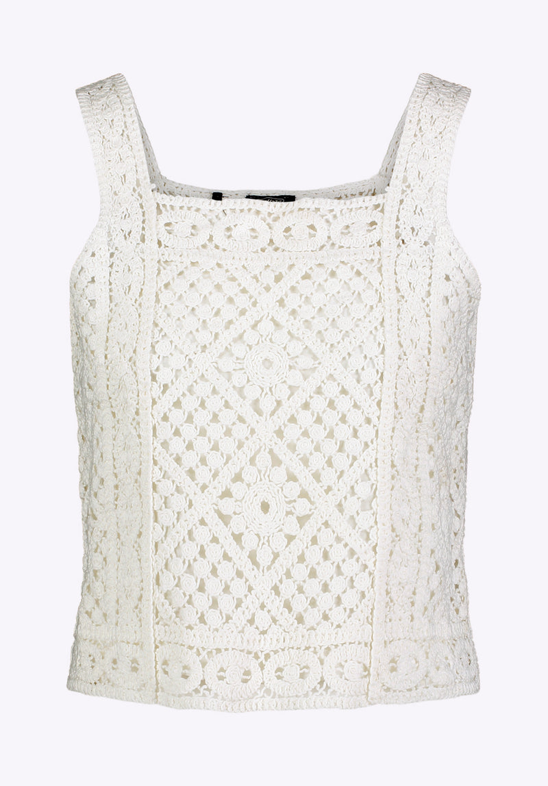 Thalassa Women's Crochet Tank Top, White - SW0121P