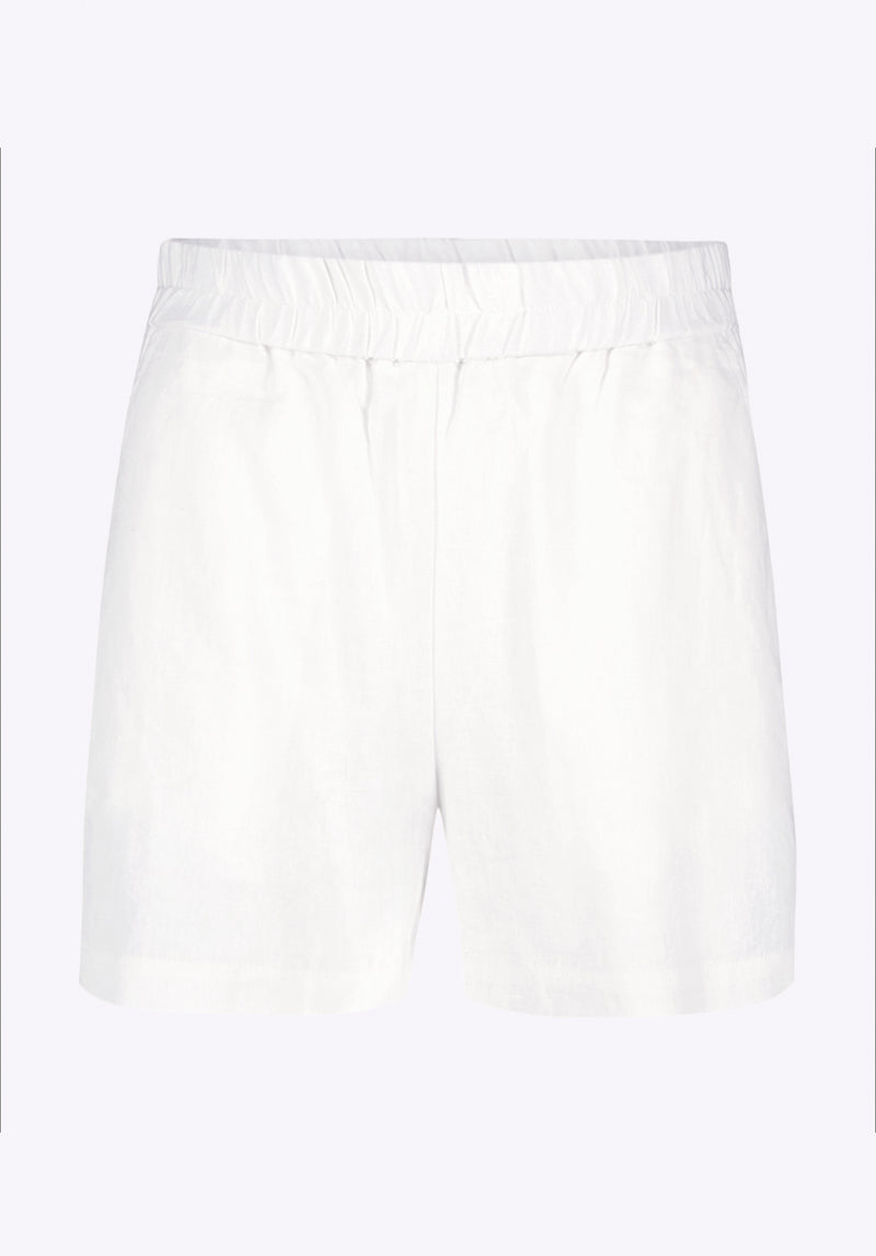 Short taille haute en mélange de lin Giustina pour femme, blanc - WB0015P