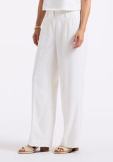 Adelina Women's High-Waisted Wide-Leg Pants, White - WB0027P