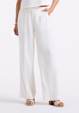 Adelina Women's High-Waisted Wide-Leg Pants, White - WB0027P