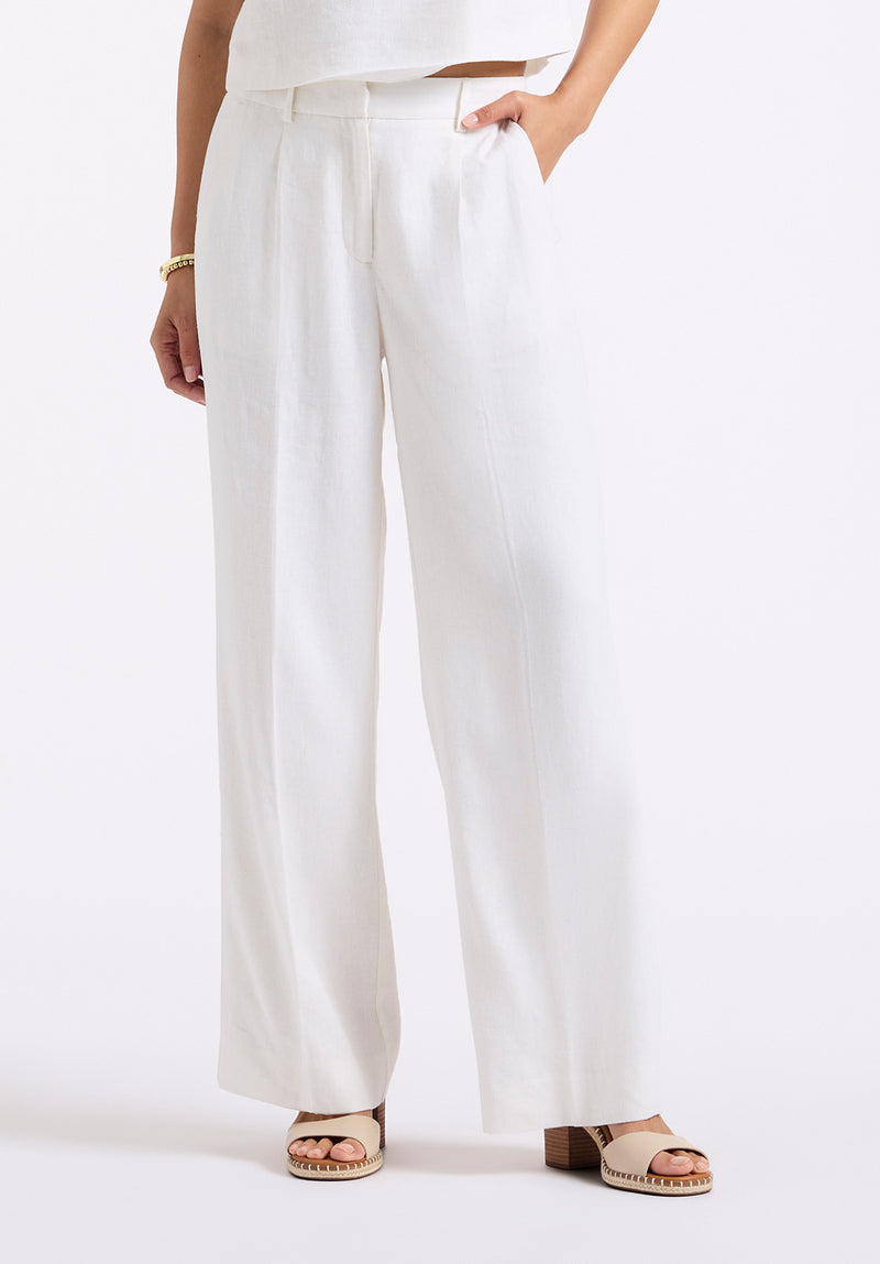 Adelina Women's High-Waisted Wide-Leg Pants, White - WB0027P