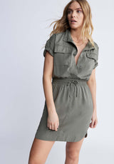 Aisha Women's Short-Sleeve Shirtdress, Khaki - WD0044S