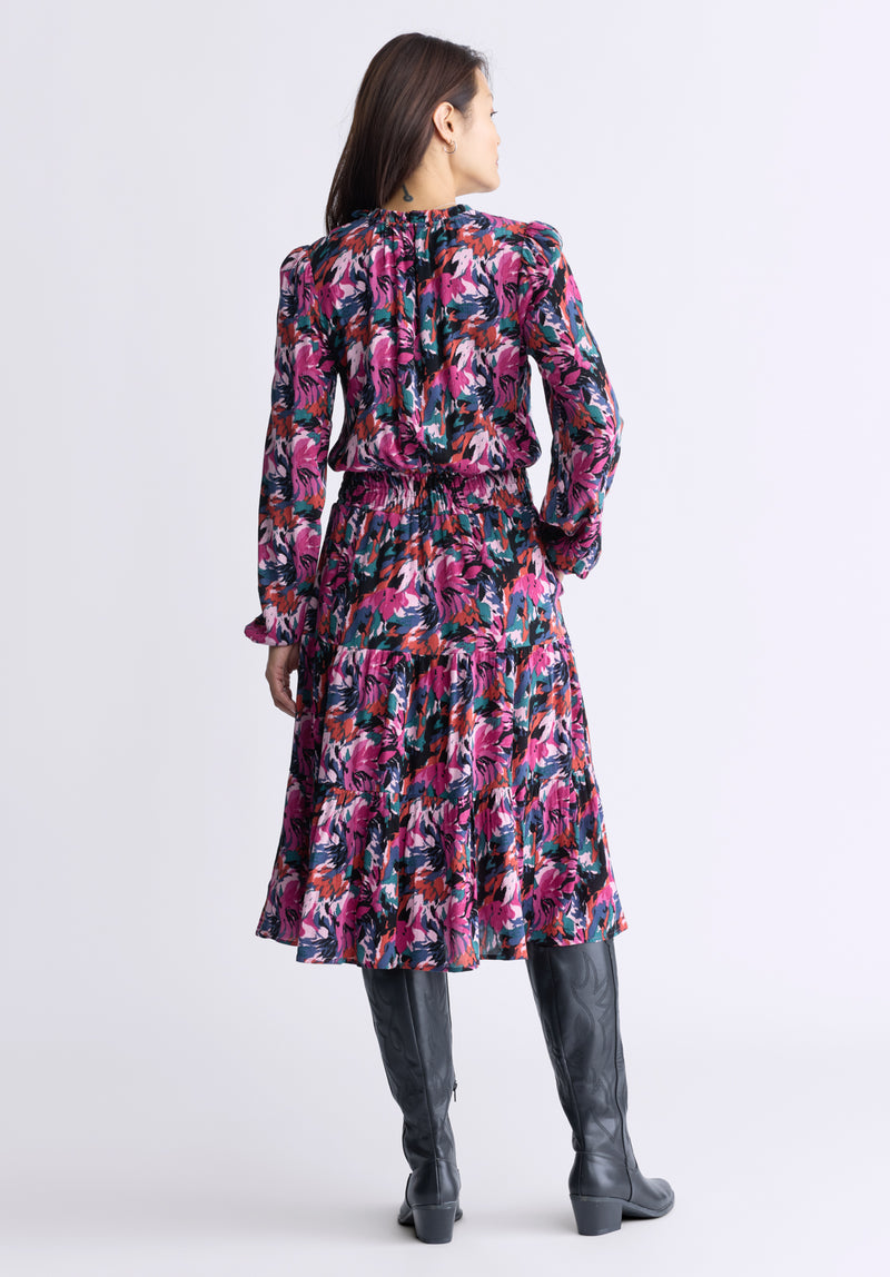 Buffalo David Bitton Karrigan Women's Long-Sleeved Midi Dress, Pink Floral - WD0059F Color ABSTRACT FLORAL