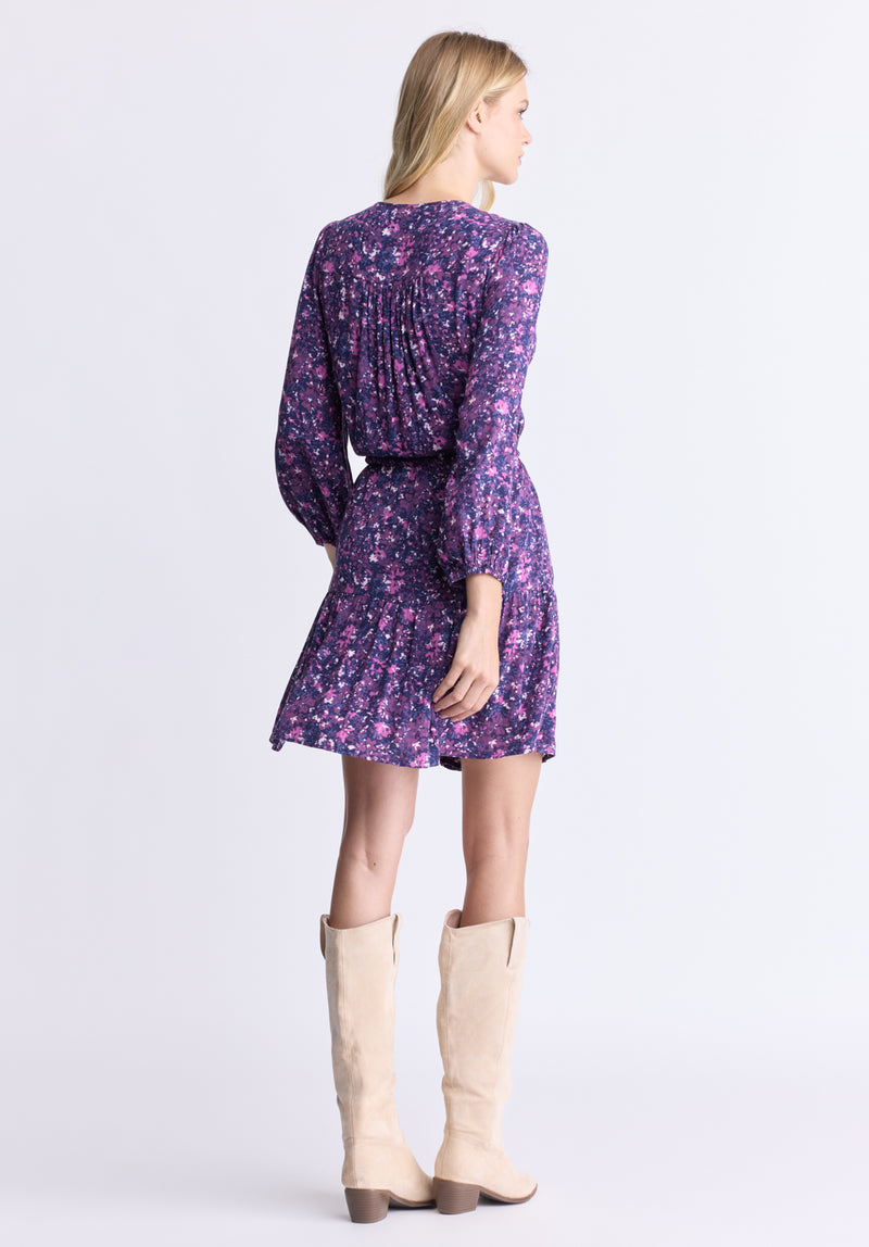 Rochelle Women's Floral Print Long-Sleeve Dress, Purple - WD0064H