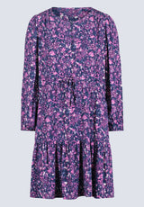 Rochelle Women's Floral Print Long-Sleeve Dress, Purple - WD0064H