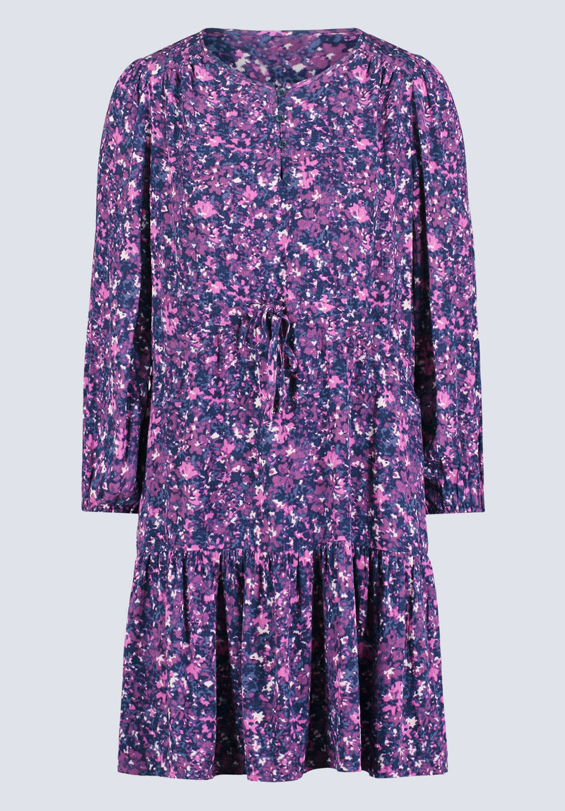 Rochelle Women's Floral Print Long-Sleeve Dress, Purple - WD0064H