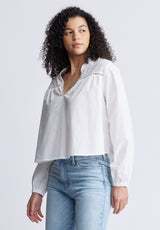 Blouse Selyse court et ample à manches longues pour femme, blanc - WT0117S