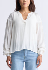 Blouse ample avec encolure en V et manches tombantes Kensley pour femmes, blanc - WT0119F