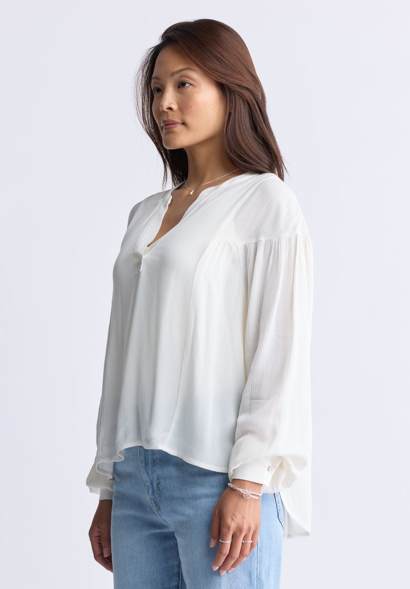 Blouse ample avec encolure en V et manches tombantes Kensley pour femmes, blanc - WT0119F