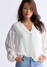 Blouse ample avec encolure en V et manches tombantes Kensley pour femmes, blanc - WT0119F