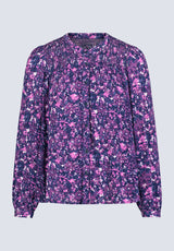 Zosia Women's Floral Print Smocked Blouse, Purple - WT0130H