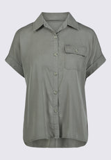 Milly Women's Short Sleeve Shirt, Khaki - WT0132S