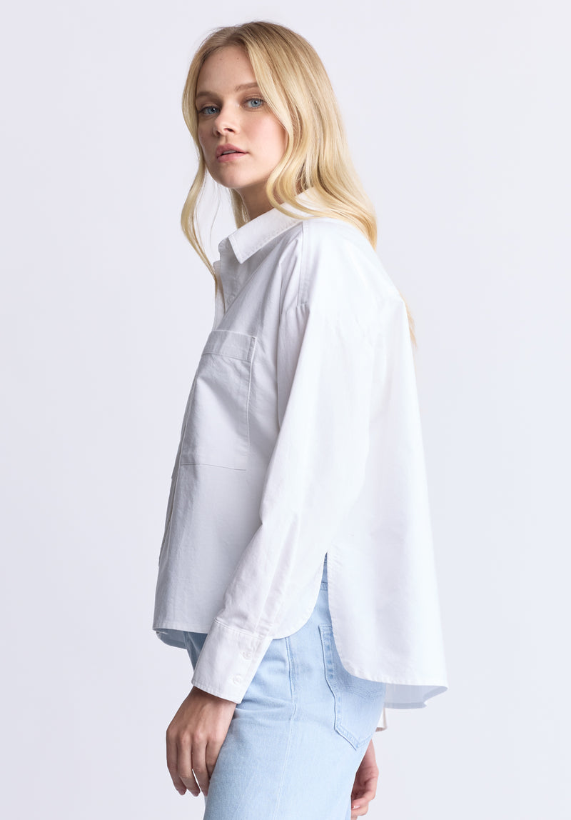 Twyla Women's Boxy Button-Up Shirt, White - WT0170H