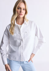 Twyla Women's Boxy Button-Up Shirt, White - WT0170H