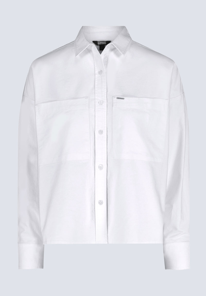 Twyla Women's Boxy Button-Up Shirt, White - WT0170H