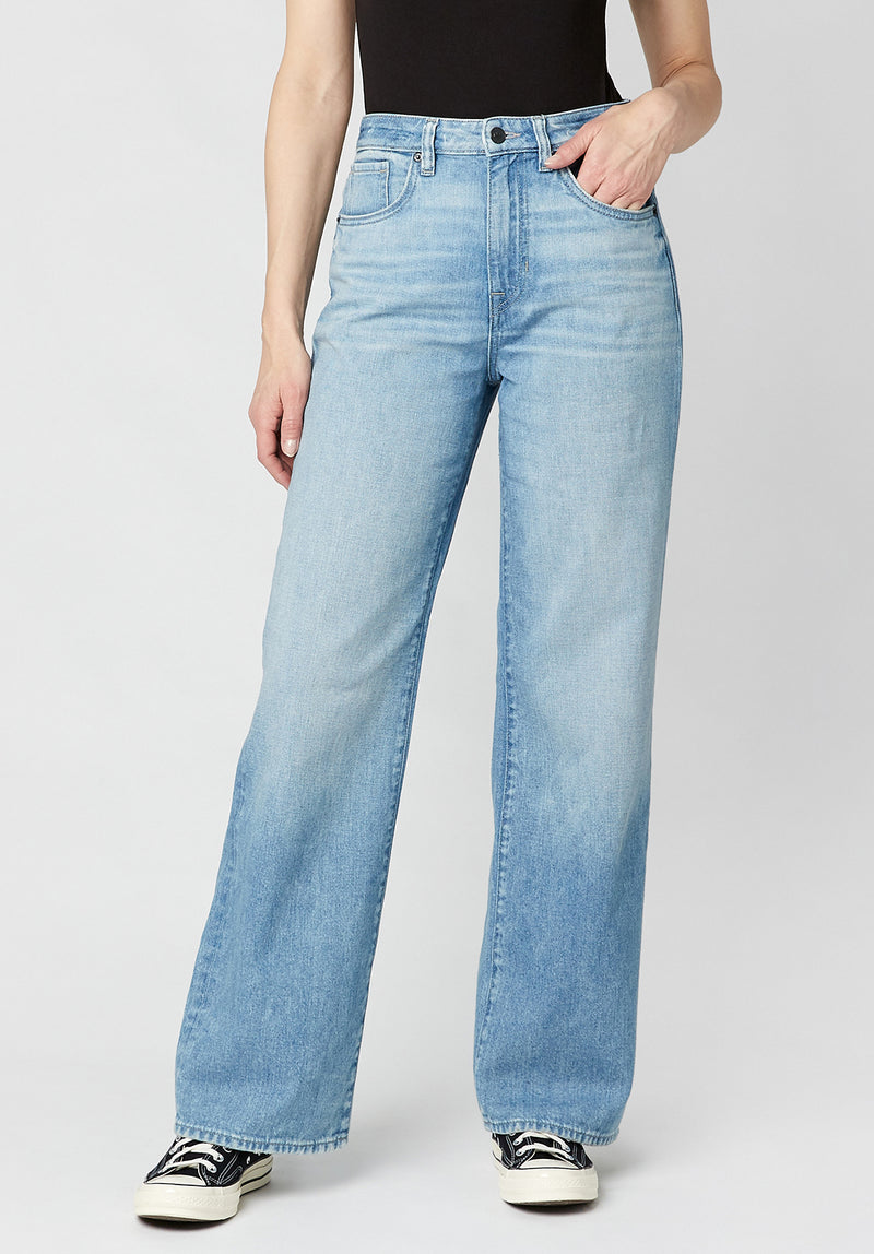 Stretch Denim Wide Flare Full Length Jeans Clean Indigo