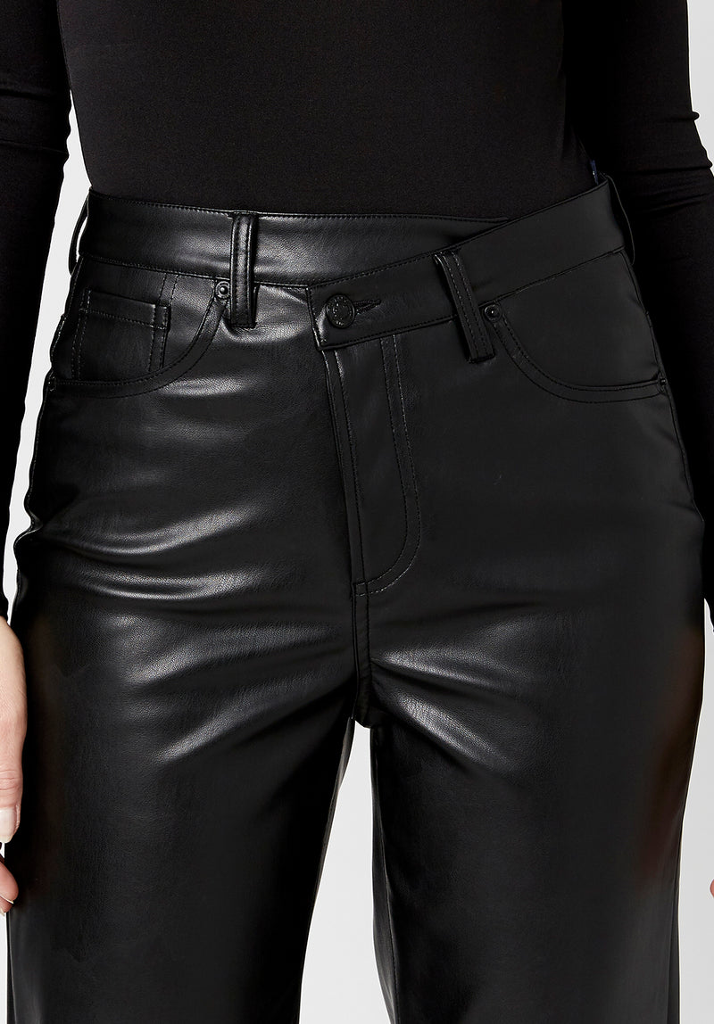 GymHUB New PU Leather Pants Women's Color High Waist Tight And