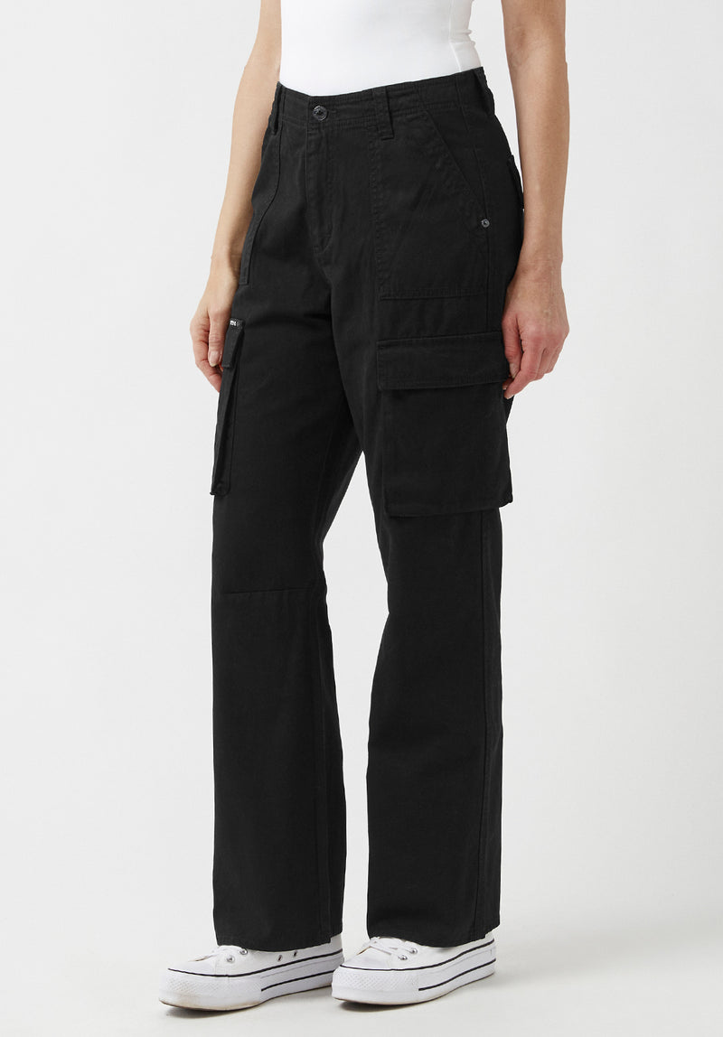 Low Rise Straight Gia Black Cargo Pants - BL15915