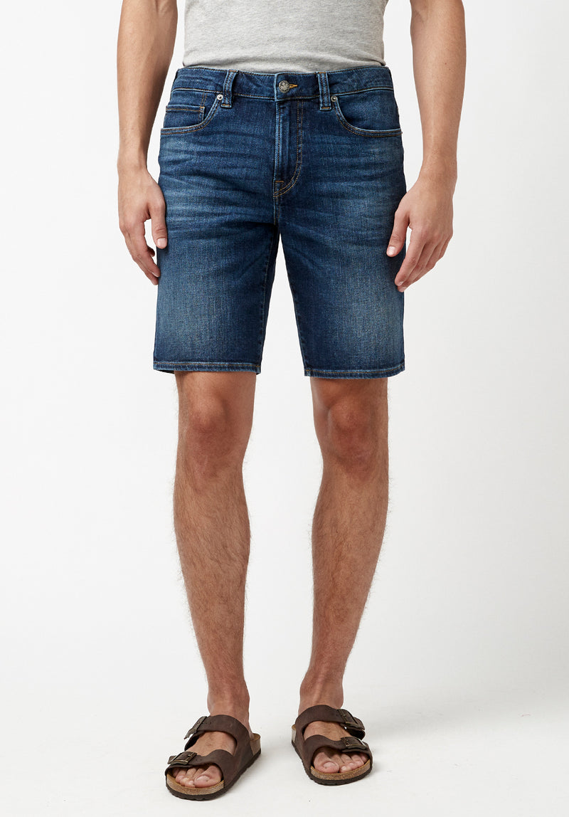 Relaxed Straight Dean Men's Super Stretch Shorts in Veined and Crinkled Blue  – Buffalo Jeans CA